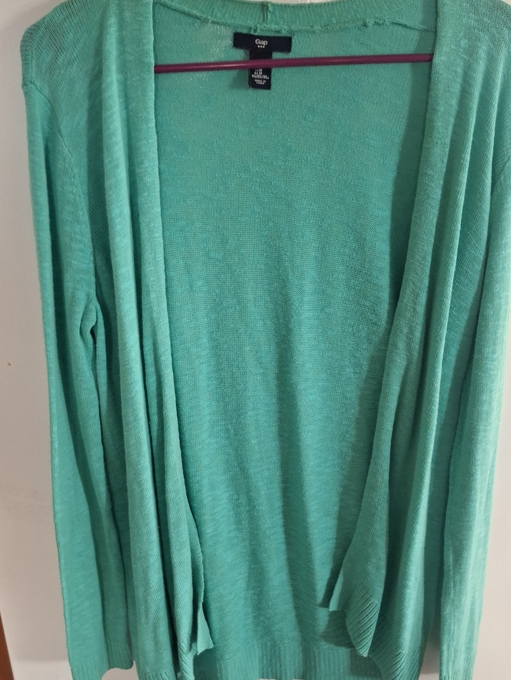 Gap Tealish Green Cardigan Open Front Sweater